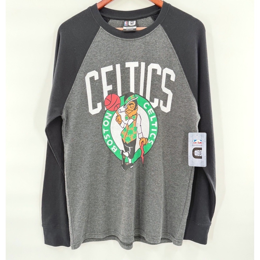 Boston Celtics NBA Waffle Raglan Logo Shirt by Unk Men's Medium Thermal NWT